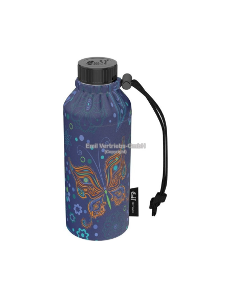 Glazen drinkfles met mantel 0,4 L Vlinder