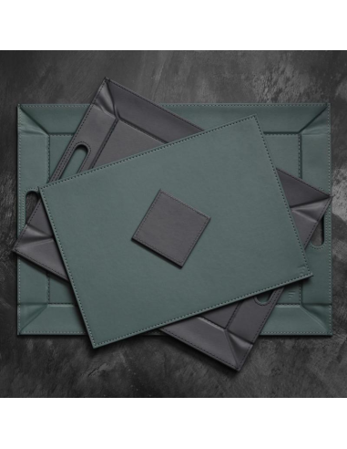 Set-4 onderzetter 10x10 cm Petrol/Antraciet