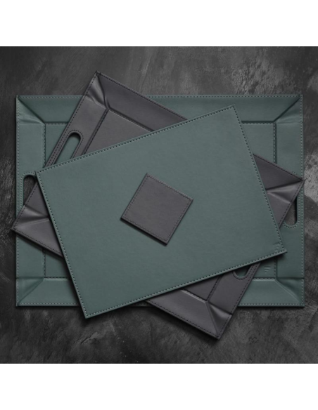 Set-4 onderzetter 10x10 cm Petrol/Antraciet