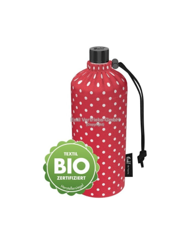 Glazen drinkfles met mantel 0,4 L Stippen