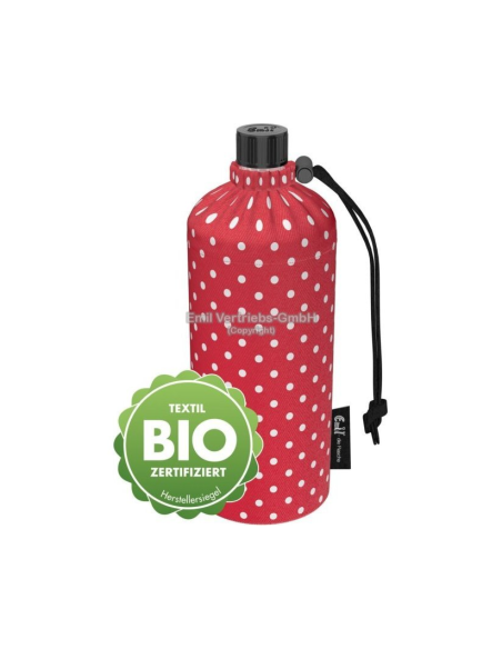 Glazen drinkfles met mantel 0,4 L Stippen