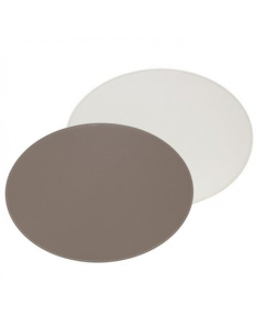FreeForm Placemat Ovaal dubbelzijdig 45 x 35 cm taupe/wit