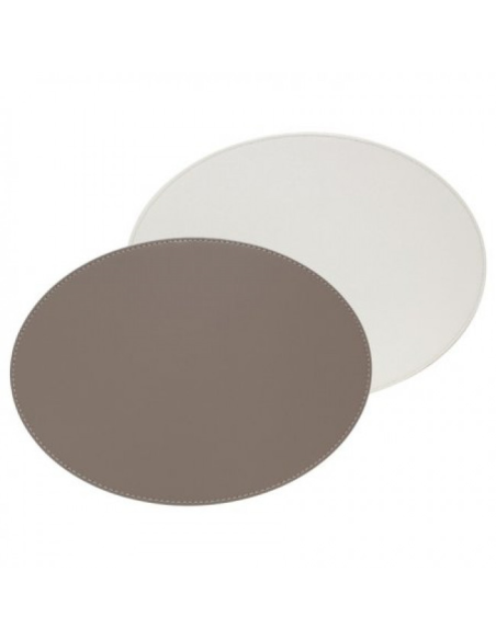 FreeForm Placemat Ovaal dubbelzijdig 45 x 35 cm taupe/wit