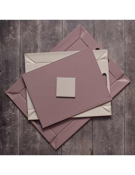 Set-4 onderzetter 10x10 cm Oudroze/Stone