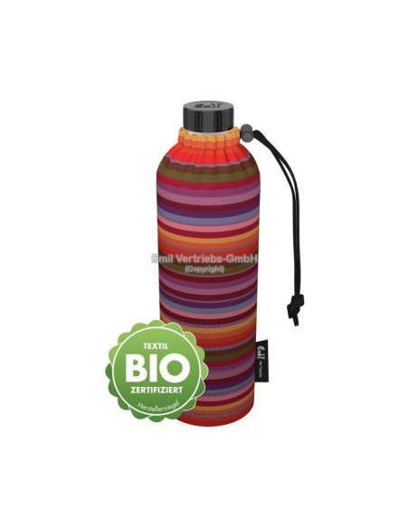 Glazen drinkfles met mantel 0,75 L Strepen