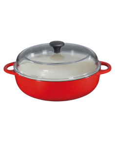 Boerenpan / Hapjespan Gietijzer 28 cm Rood