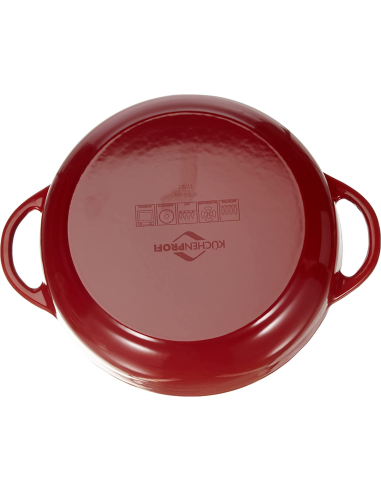 Boerenpan / Hapjespan Gietijzer 28 cm Rood