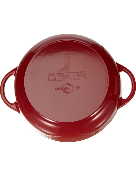 Boerenpan / Hapjespan Gietijzer 28 cm Rood