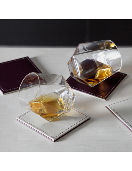Set-4 onderzetter 10x10 cm pruim / stone