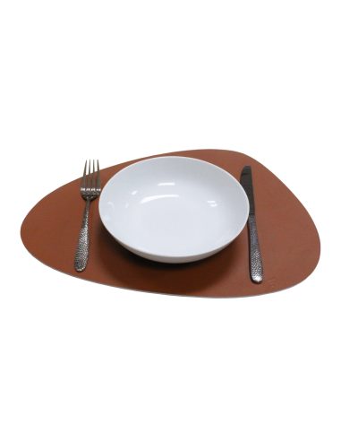 Placemat Gerecycled Leder Lichtbruin Kiezel