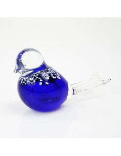 Glasdier Vogel Kristal Blauw 12 cm