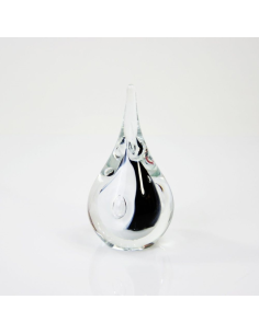Glasobject Druppel Rond Groot Zwart/Wit 20 cm