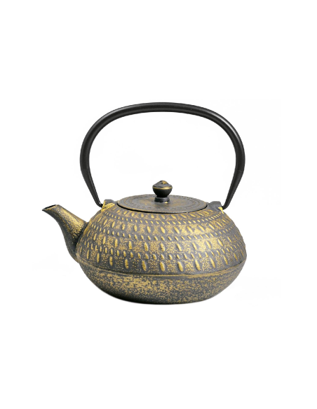 Theepot gietijzer 1 L grijs-goud