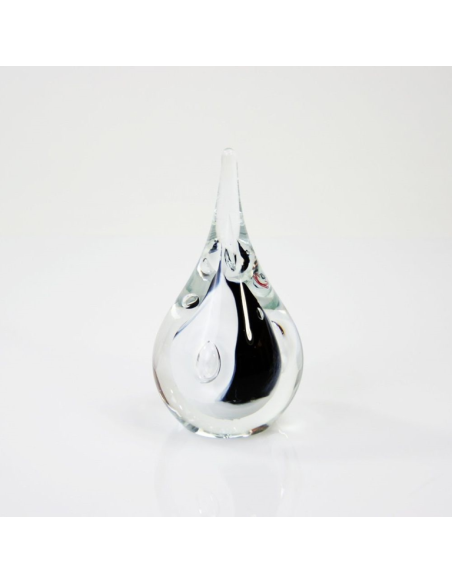 Glasobject Druppel Rond Klein Zwart/Wit 12 cm