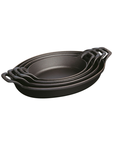 Staub Ovaal Bord Gietijzer 21cm Zwart