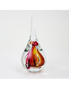 Glasobject Druppel Rond Klein Bruin/Rood 12 cm