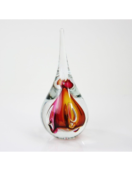 Glasobject Druppel Rond Klein Bruin/Rood 12 cm
