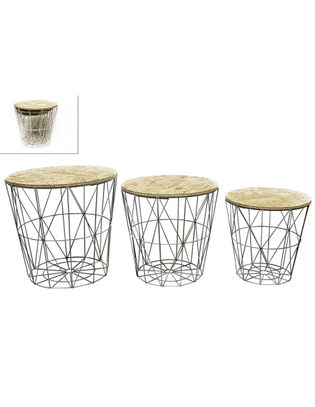 Set van 3 Bijzettafeltjes Chipwood