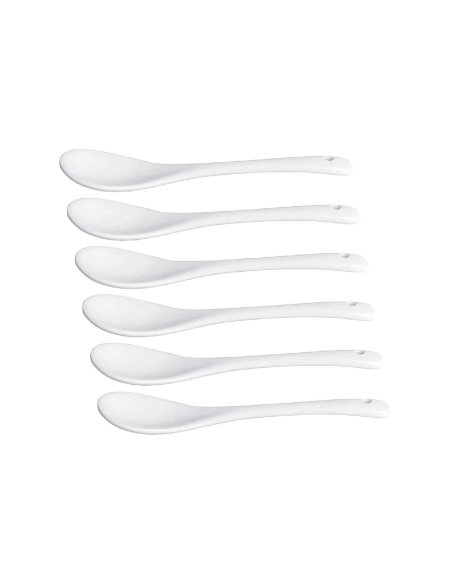 Set-6 Eierlepel porselein 14 cm.